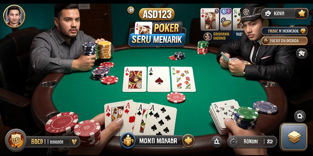 Screenshot gameplay Poker di ASD123 yang mendebarkan.