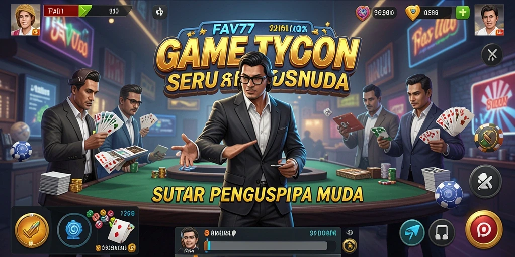 Screenshot gameplay FAV77 menampilkan dunia bisnis yang dinamis.
