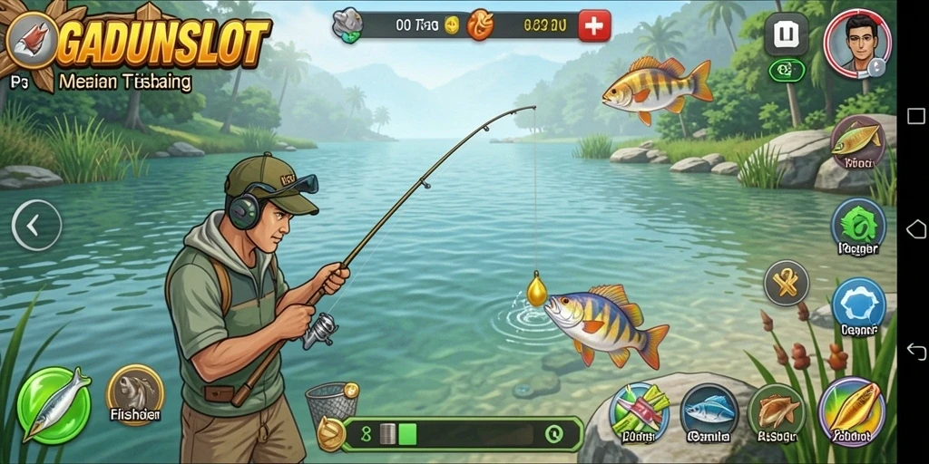 Tampilan menarik dari gameplay memancing GADUNSLOT yang mendebarkan.