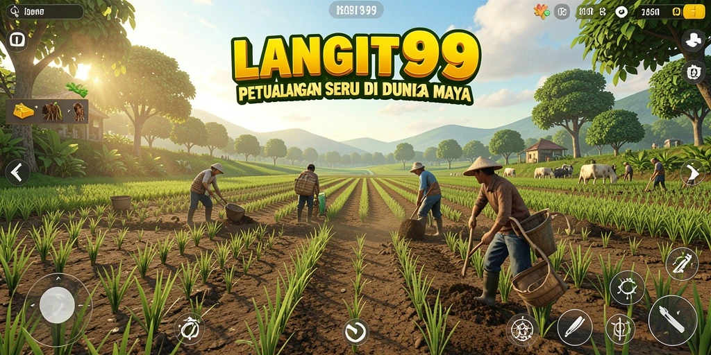 Tampilan gameplay LANGIT99 yang menarik saat bertani di ladang.