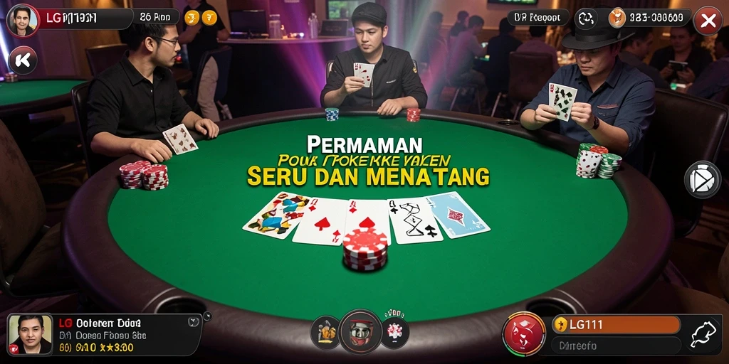 Screenshot gameplay LG111 yang menampilkan suasana poker yang seru.