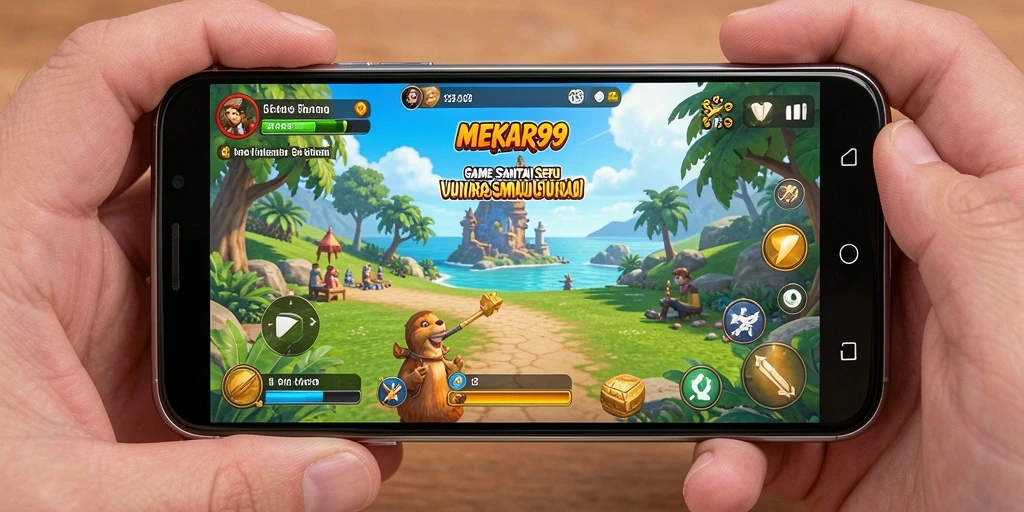 Tampilan gameplay MEKAR99 yang ceria dan interaktif.