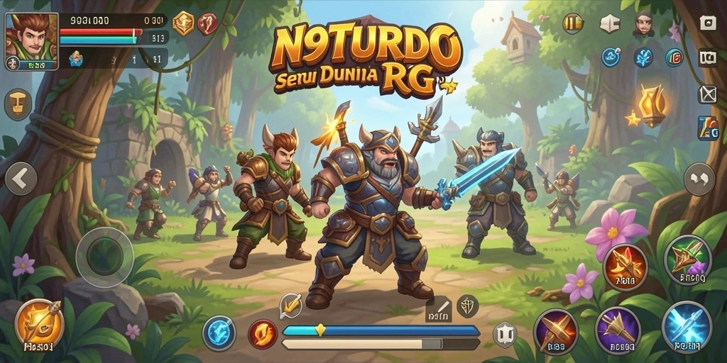 Gameplay N9TURBO yang intens dan menarik dalam dunia RPG.