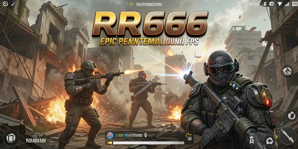 Tampilan gameplay mendebarkan dari RR666 dalam mode FPS.
