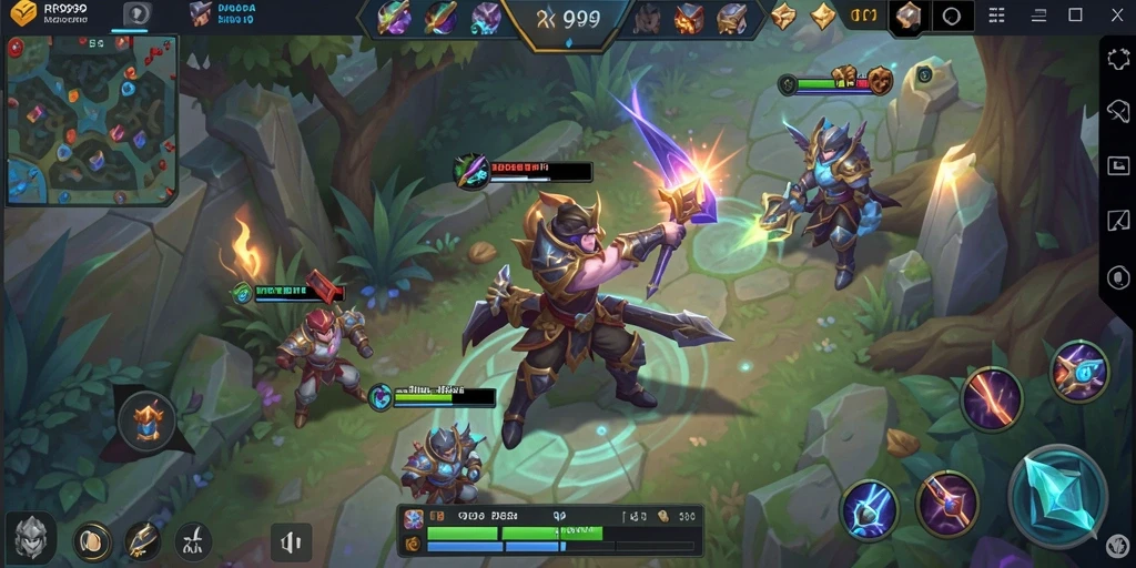 Tampilan gameplay seru dari RR999 dalam pertempuran MOBA.