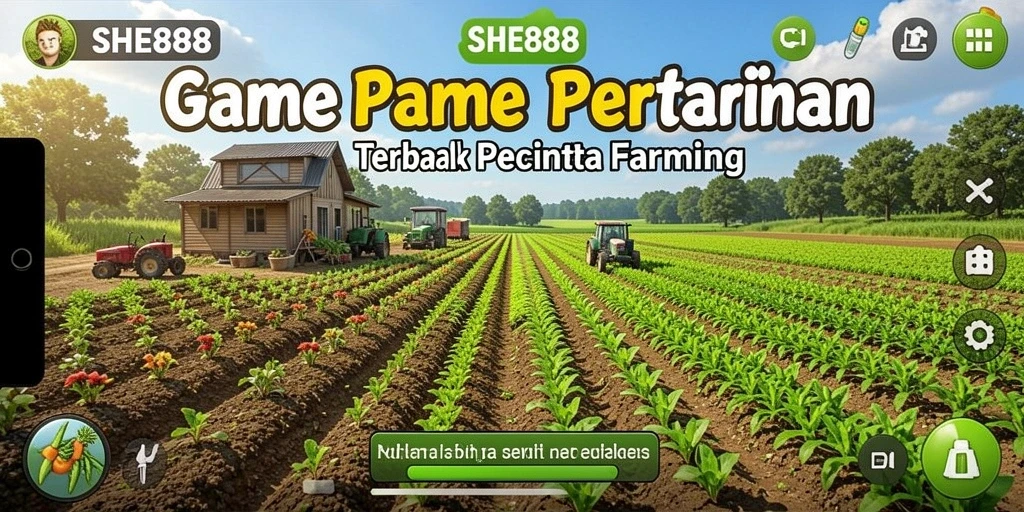 Screenshot gameplay SHE888 menampilkan aktivitas bertani yang seru dan interaktif.