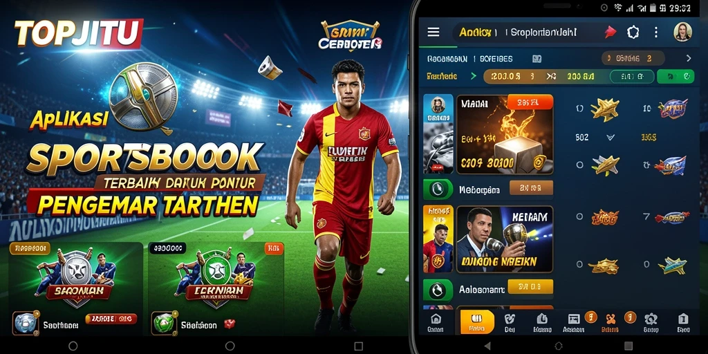 Screenshot antarmuka aplikasi TOPJITU yang menampilkan taruhan olahraga.